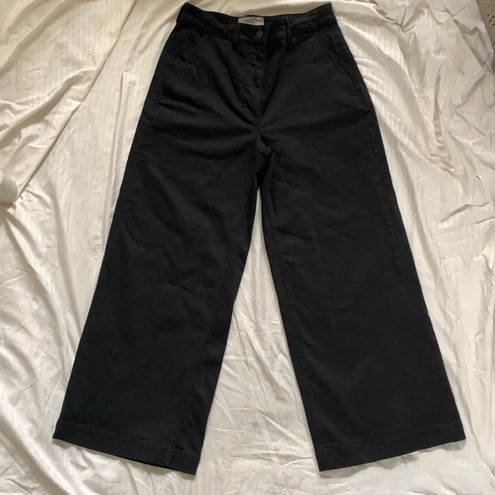 Everlane Wide Leg Cropped Black Pant